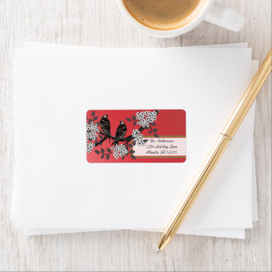 Rode en groene  kerstlabels voor vogels etiket