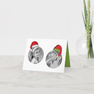 Rode en groene kerstman hoed foto collage Kerstmis Feestdagen Kaart