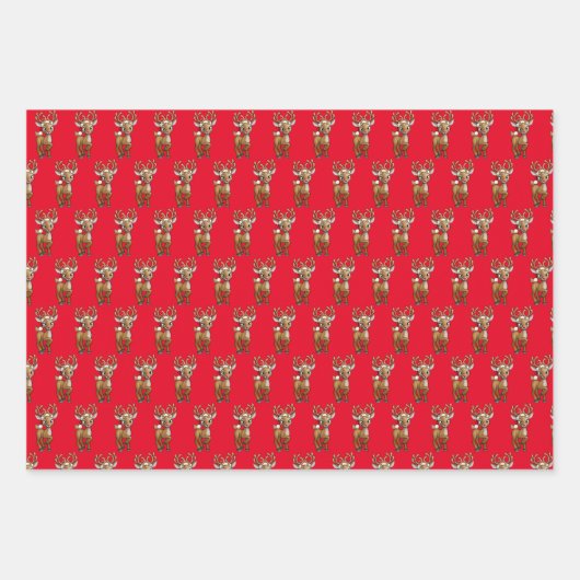 Rode en Groene Kerstman Kerstmis Inpakpapier Vel (Voorkant 3)