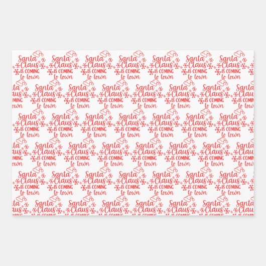 Rode en Groene Kerstman Kerstmis Inpakpapier Vel (Voorkant 2)