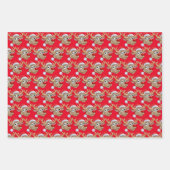 Rode en Groene Kerstman Kerstmis Inpakpapier Vel (Voorkant 2)