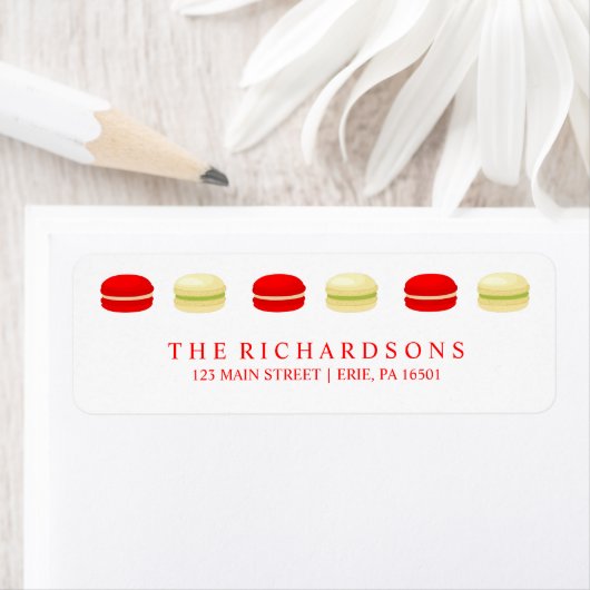Rode en Groene Kerstmis Franse Macarons op Wit Etiket (Insitu)