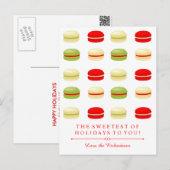 Rode en Groene Kerstmis Franse Macarons op Wit Feestdagenkaart (Voorkant / Achterkant)