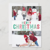 Rode en Groene Kerstmis Kaarten met Drie Afbeeldin (Voorkant)