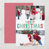 Rode en Groene Kerstmis Kaarten met Drie Afbeeldin (Voorkant / Achterkant)