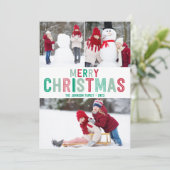 Rode en Groene Kerstmis Kaarten met Drie Afbeeldin (Staand voorkant)