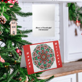 Rode en Groene Kerstmis Mandala Feestdagen Kaart