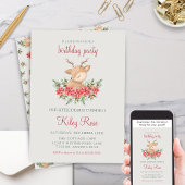 Rode en Groene Kerstmis Poinsettia Herten Verjaard Kaart