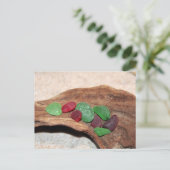 Rode en Groene Kerstmis Seaglass Feestdagenkaart (Staand voorkant)