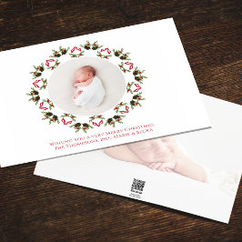 Rode en Groene Kerstmisfoto Krans Feestdagenkaart