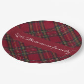 Rode en groene kerstplaid familienaam papieren bordje (Gekanteld)