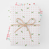 Rode en groene kerstset van 3 inpakpapier vel (In situ)