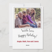 Rode en groene kerstsieraden met foto feestdagenkaart (Achterkant)