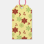 Rode en groene kerstsneeuwvlokken cadeaulabel (Achterkant)