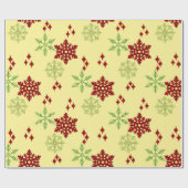 Rode en groene kerstsnowflakes cadeaupapier (Vlak)