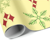Rode en groene kerstsnowflakes cadeaupapier (Rol Hoek)