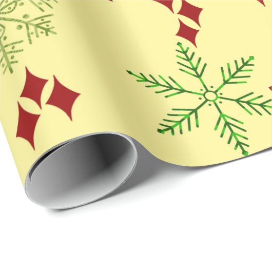 Rode en groene kerstsnowflakes cadeaupapier (Rol Hoek)