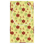 Rode en groene kerstsnowflakes klein cadeauzakje (Achterkant)