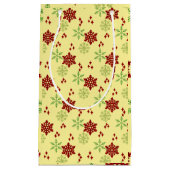 Rode en groene kerstsnowflakes klein cadeauzakje (Voorkant)