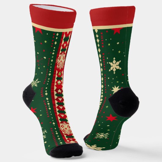 Rode en Groene Kerstsokken met Naam Sokken (Gebogen)