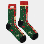 Rode en Groene Kerstsokken met Naam Sokken (Rechts)