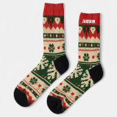 Rode en Groene Kerstsokken met Naam Sokken (Links)