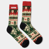 Rode en Groene Kerstsokken met Naam Sokken (Rechts)