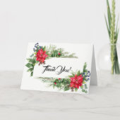 Rode en Groene Kerstster Bedankkaart (Voorkant)