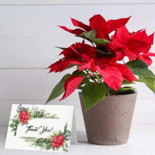 Rode en Groene Kerstster Bedankkaart