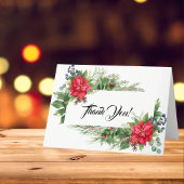 Rode en Groene Kerstster Bedankkaart