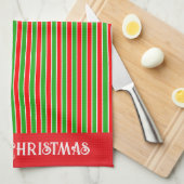 Rode en groene kerststrepen theedoek (Quarter Fold)