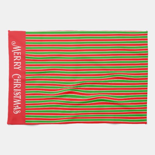 Rode en groene kerststrepen theedoek (Horizontaal)