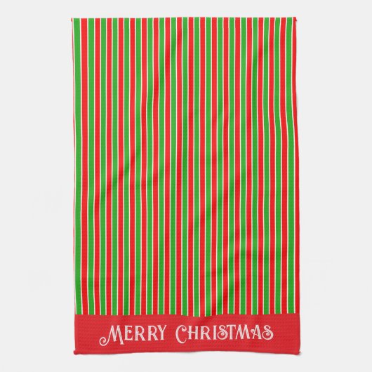 Rode en groene kerststrepen theedoek (Verticaal)