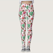 Rode en groene kerstsymbolen leggings (Voorkant)