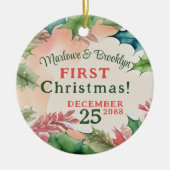 Rode en groene kerstvakantie Verloving Foto Keramisch Ornament (Voorkant)