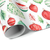 Rode en groene kerstversieringen cadeaupapier (Rol Hoek)