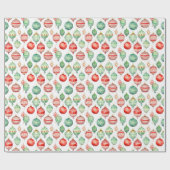 Rode en groene kerstversieringen cadeaupapier (Vlak)