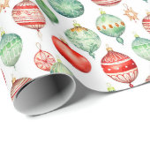 Rode en groene kerstversieringen cadeaupapier (Rol Hoek)