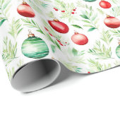 Rode en groene kerstversieringen cadeaupapier (Rol Hoek)