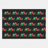 Rode en groene kerstversieringen inpakpapier vel (Voorkant 3)