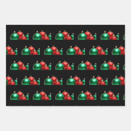 Rode en groene kerstversieringen inpakpapier vel (Voorkant 3)