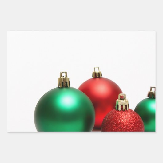 Rode en groene kerstversieringen inpakpapier vel (Voorkant)