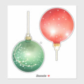 Rode en groene kerstversieringen sticker (Vel)