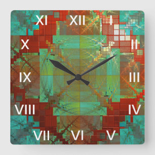 Rode en groene klokkast voor kernfusie vierkante klok