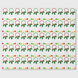 Rode en groene kransen White Wrapping Paper Cadeaupapier