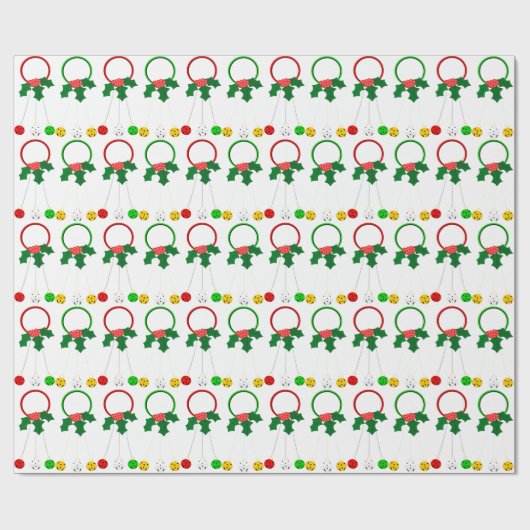 Rode en groene kransen White Wrapping Paper Cadeaupapier (Vlak)