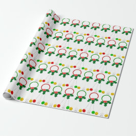 Rode en groene kransen White Wrapping Paper Cadeaupapier