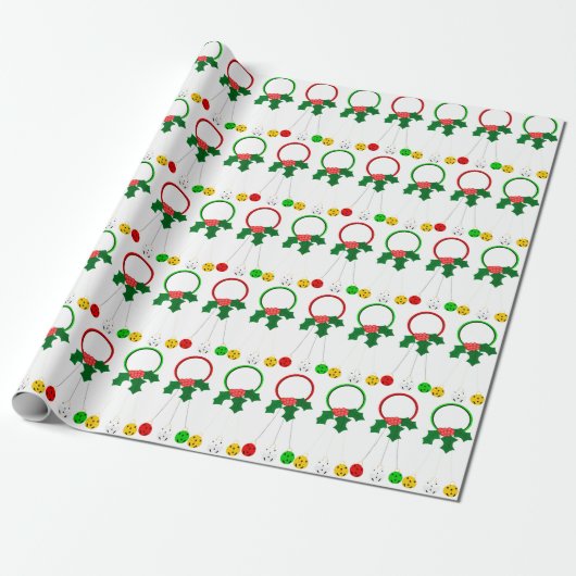 Rode en groene kransen White Wrapping Paper Cadeaupapier (Uitgerold)