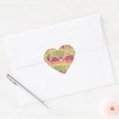 Rode en groene kubistische Rozen Hart Sticker (Envelop)