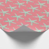 Rode en groene kustzeesterren Kerstmis Cadeaupapier (Hoek)